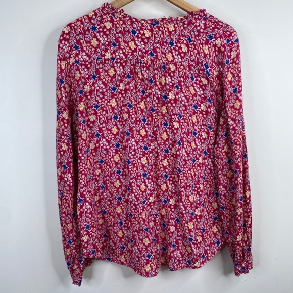 Anthropologie Maeve Marisol Top 14 Pink Printed Blouse Boho Preppy Floral Ruffle - Picture 6 of 12